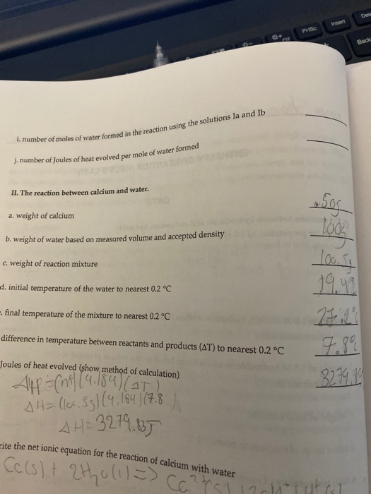 Solved Enthalpy Of Reaction (Hess's Law)F.) difference in