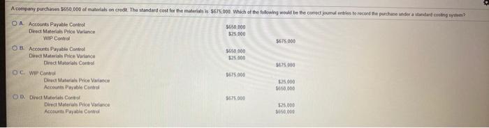 Solved A Company Purchases $650,000 Of Materials On Credit. | Chegg.com
