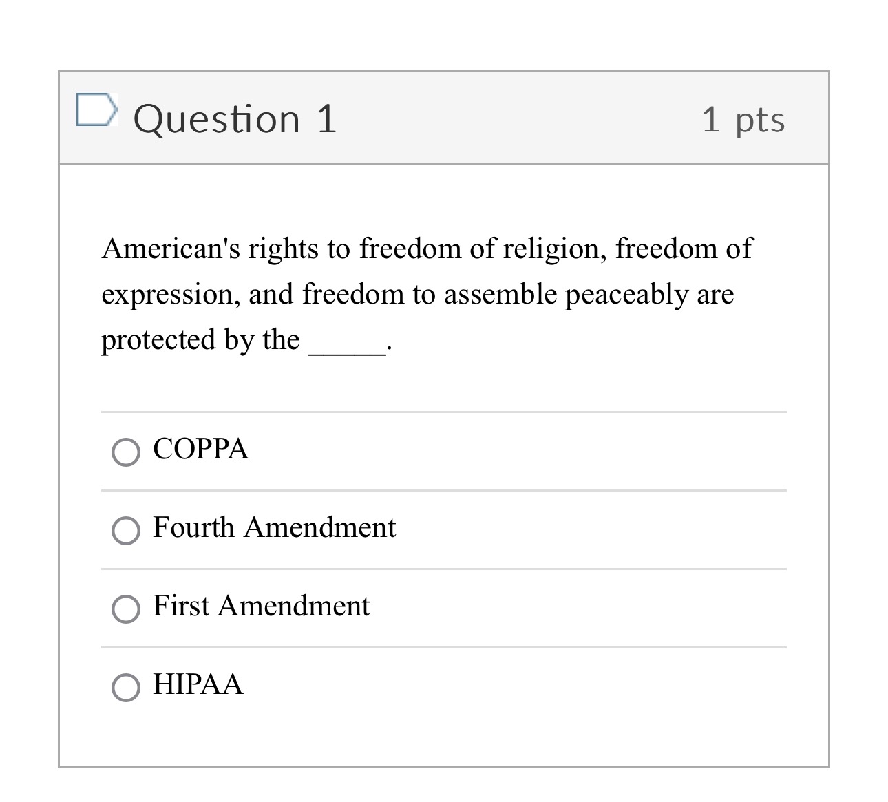 Solved Question 11ptsAmerican's rights to freedom of | Chegg.com