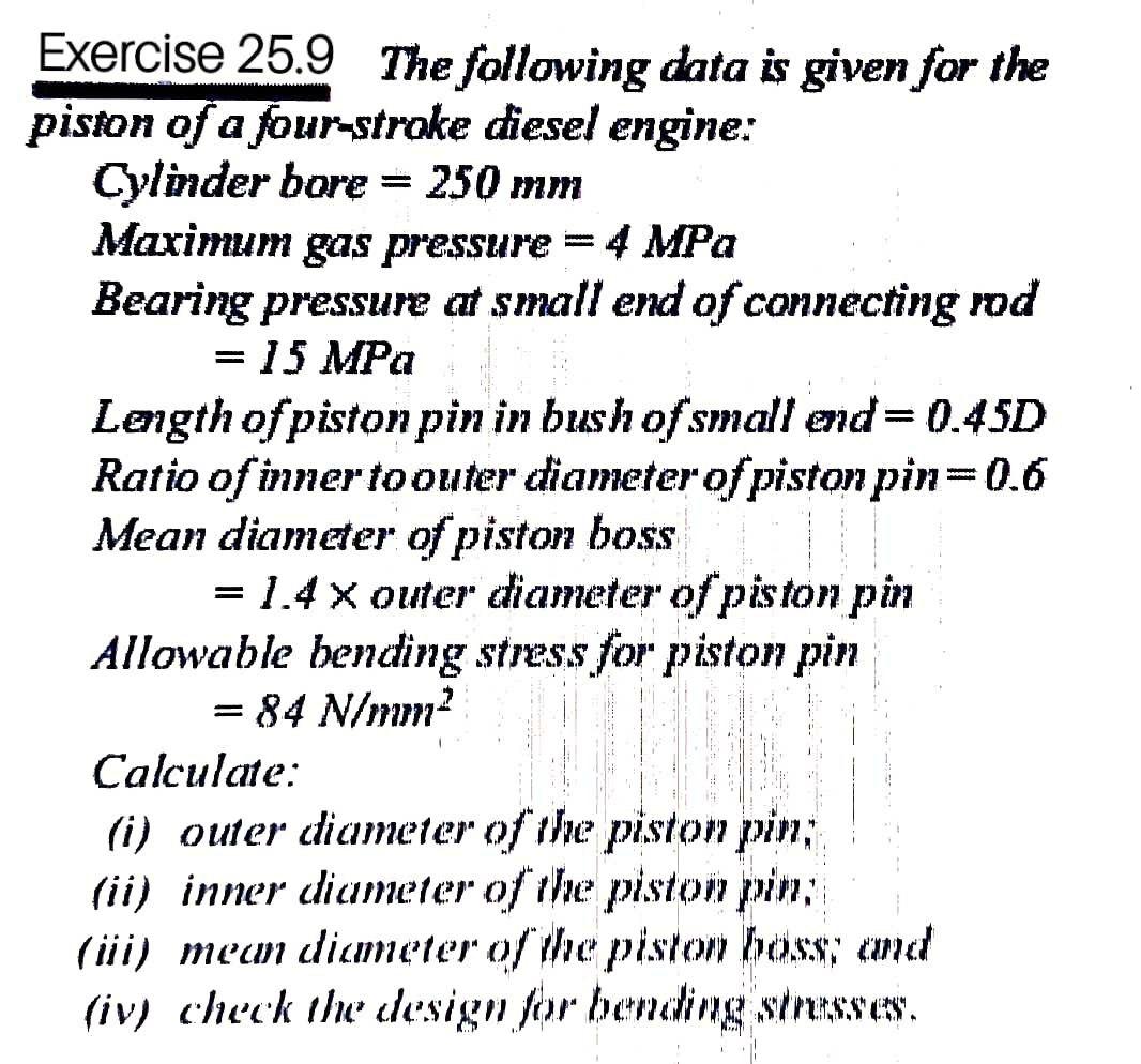 Solved Exercise 25.9 The following data is given for the