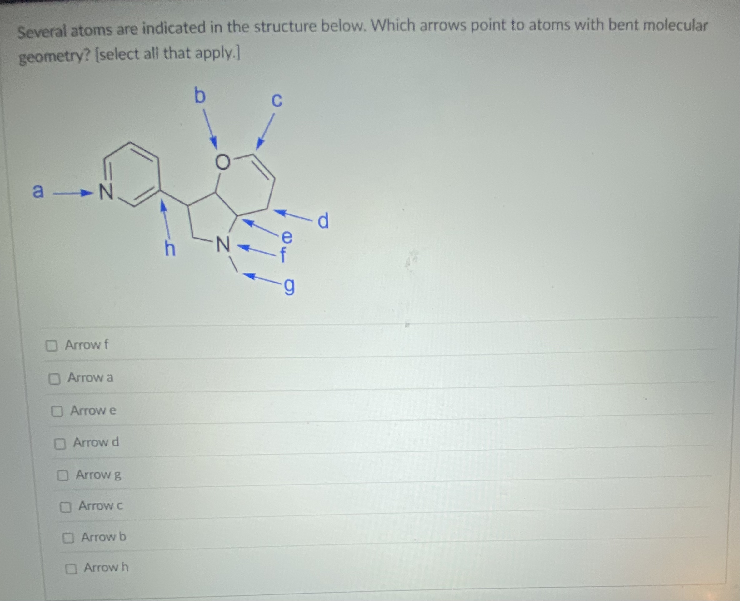 Solved Several atoms are indicated in the structure below. | Chegg.com