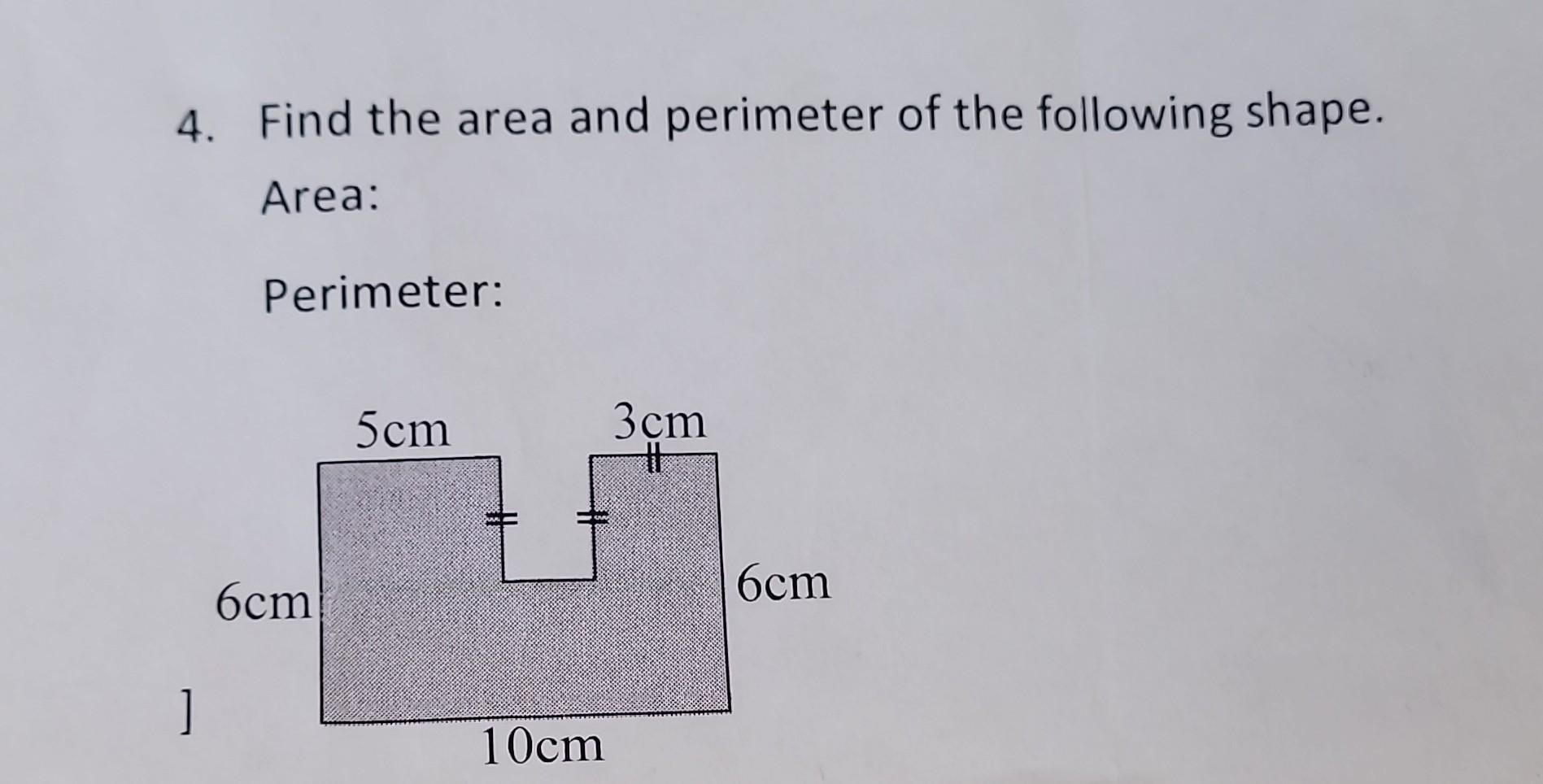Solved 4. Find the area and perimeter of the following | Chegg.com
