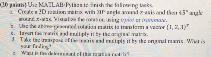 Solved 20 points) Use MATLAB/Python to finish the following | Chegg.com