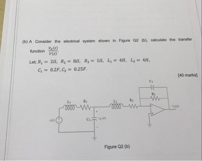 Solved (b) A Consider the electrical system shown in Figure | Chegg.com