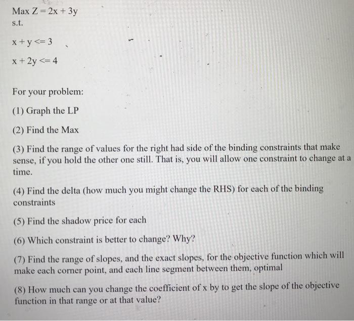 Solved Max Z 2x 3y S T Ve X Y