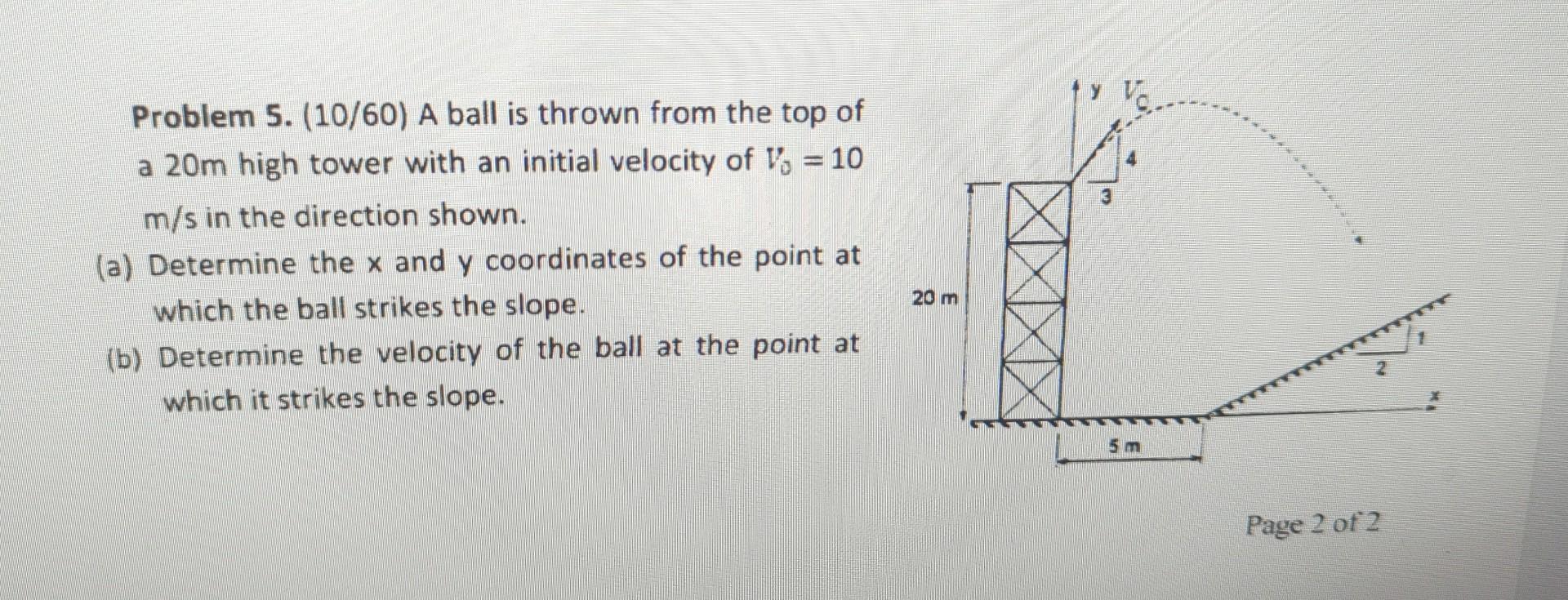 Solved Problem 5. (10/60) A Ball Is Thrown From The Top Of A | Chegg.com