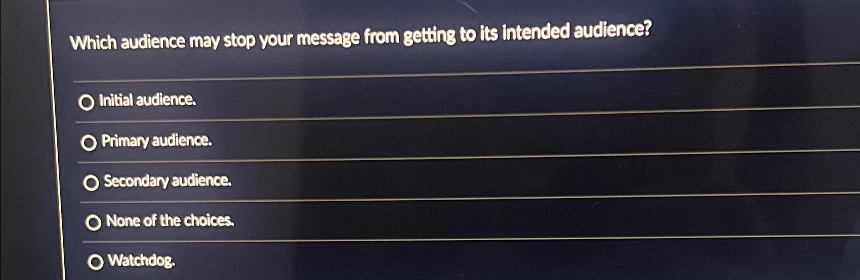 Solved Which Audience May Stop Your Message From Getting To | Chegg.com