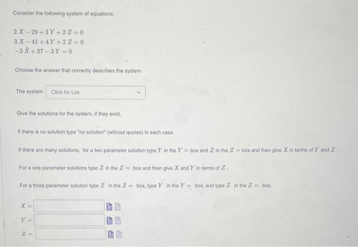 Solved Consider the following system of equations: | Chegg.com