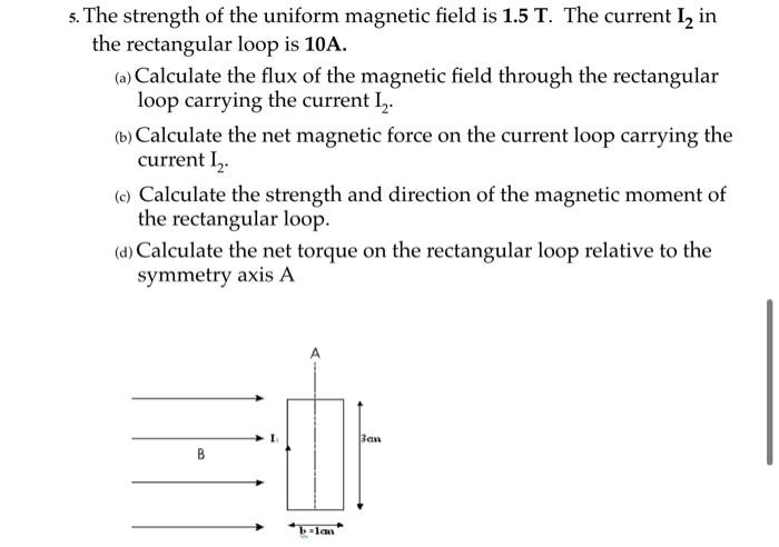 Solved 5. The strength of the uniform magnetic field is 1.5 | Chegg.com