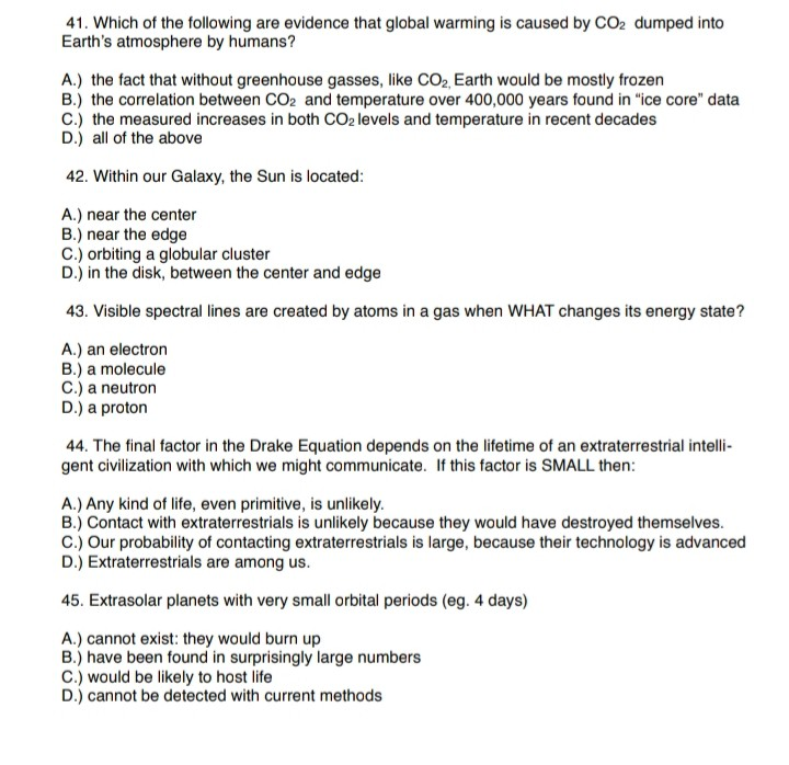 Solved 41. Which of the following are evidence that global | Chegg.com