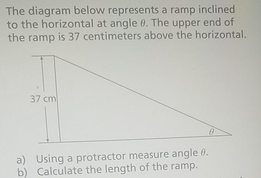 Solved The diagram below represents a ramp inclined to the | Chegg.com