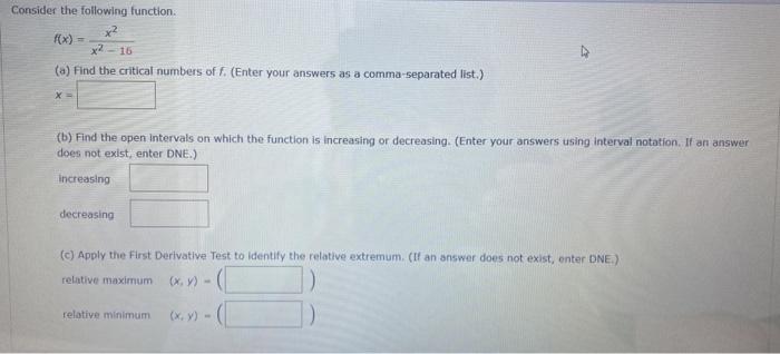 Solved Consider the following function. 2 16 (a) Find the | Chegg.com
