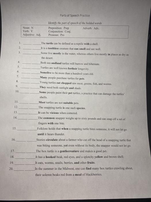 17.5 words as different parts of speech practice 1 answers
