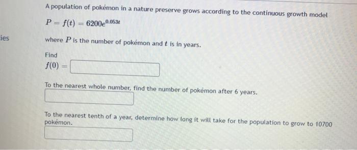 Solved A population of pokemon in a nature preserve grows | Chegg.com