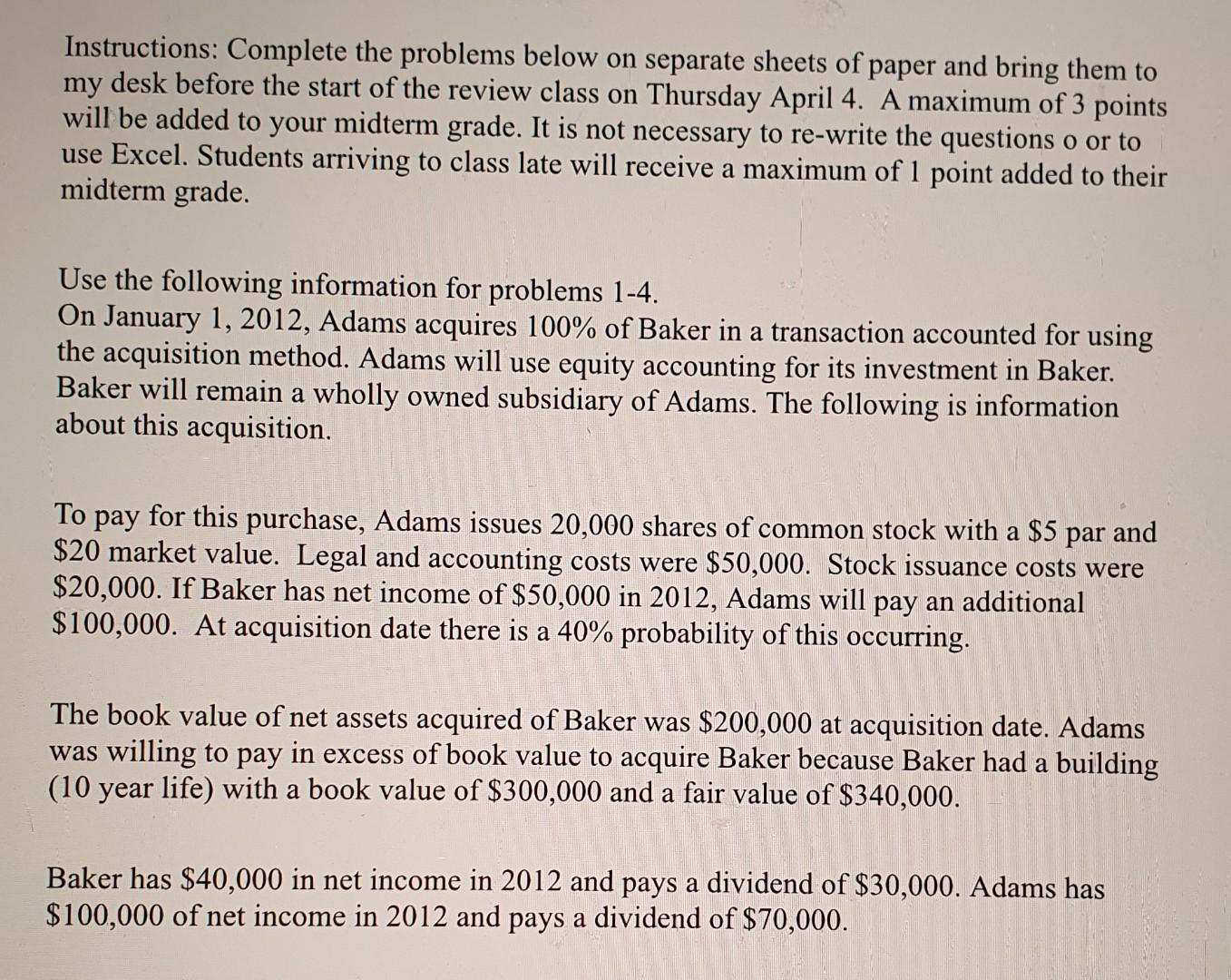Solved Instructions: Complete the problems below on separate | Chegg.com