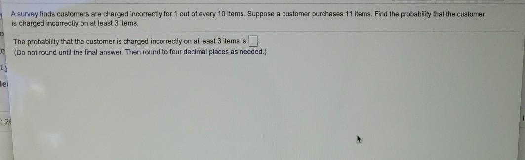 Solved A survey finds that customers are charged incorrectly | Chegg.com