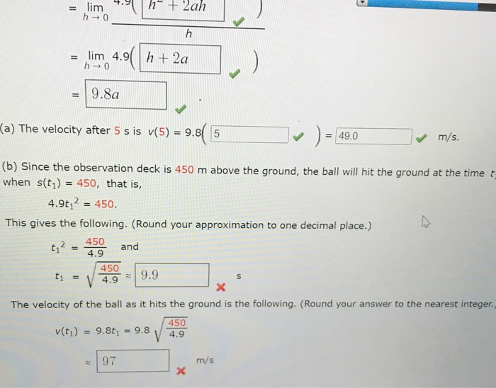 Solved EXAMPLE 3 Suppose that a ball is dropped from the