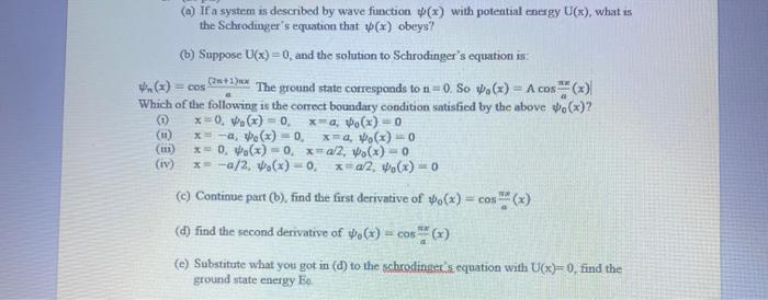 Solved (a) If a system is described by wave function () with | Chegg.com