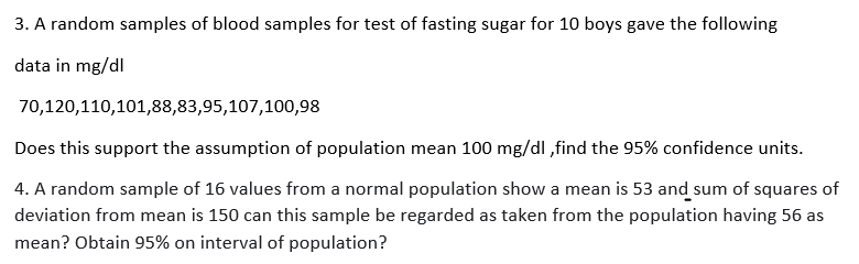 Solved 3. A random samples of blood samples for test of | Chegg.com