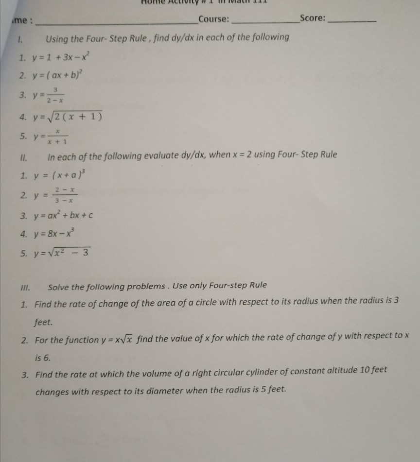 Solved Me Course Score 1 Using The Four Step Rule Chegg Com