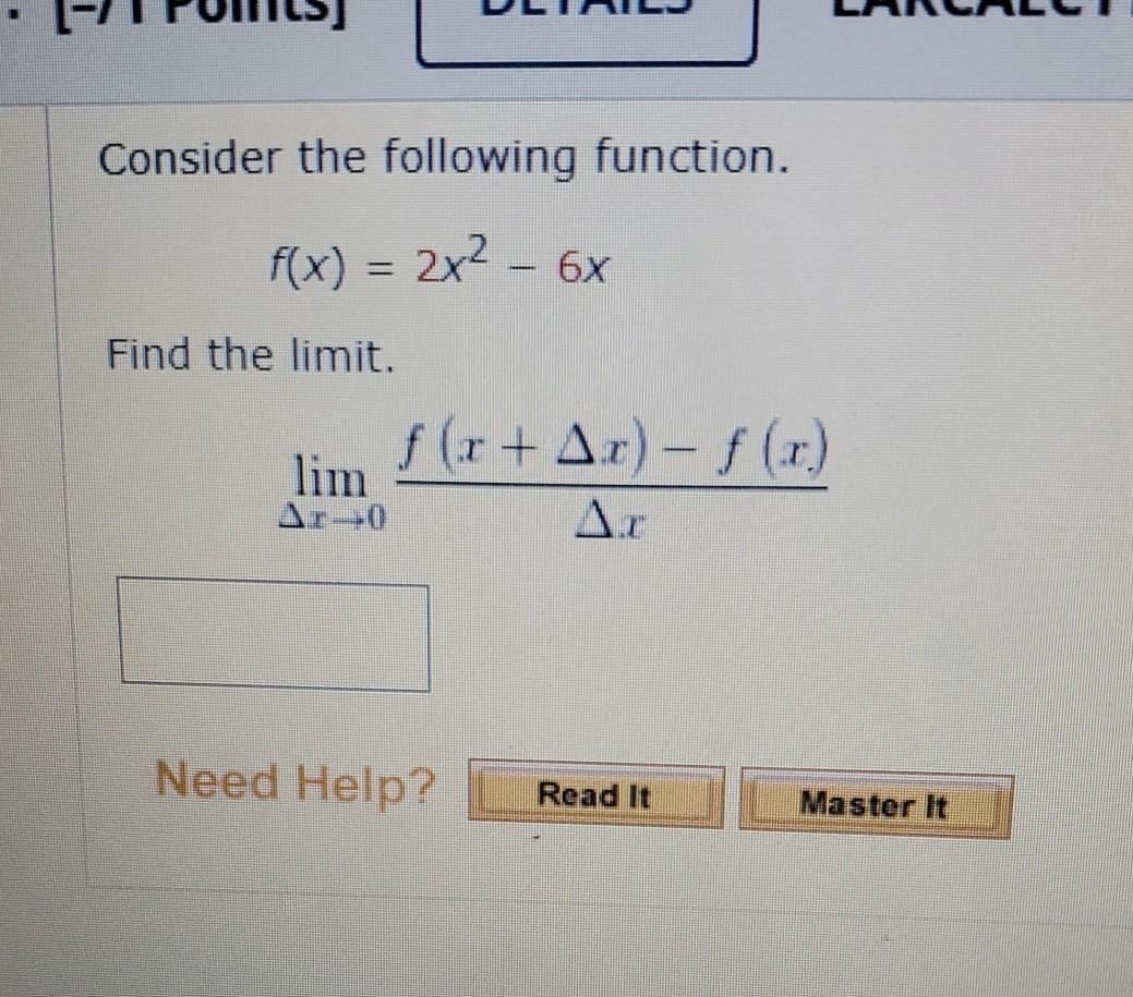 Solved Consider The Following Function F X 2x2 6x Find