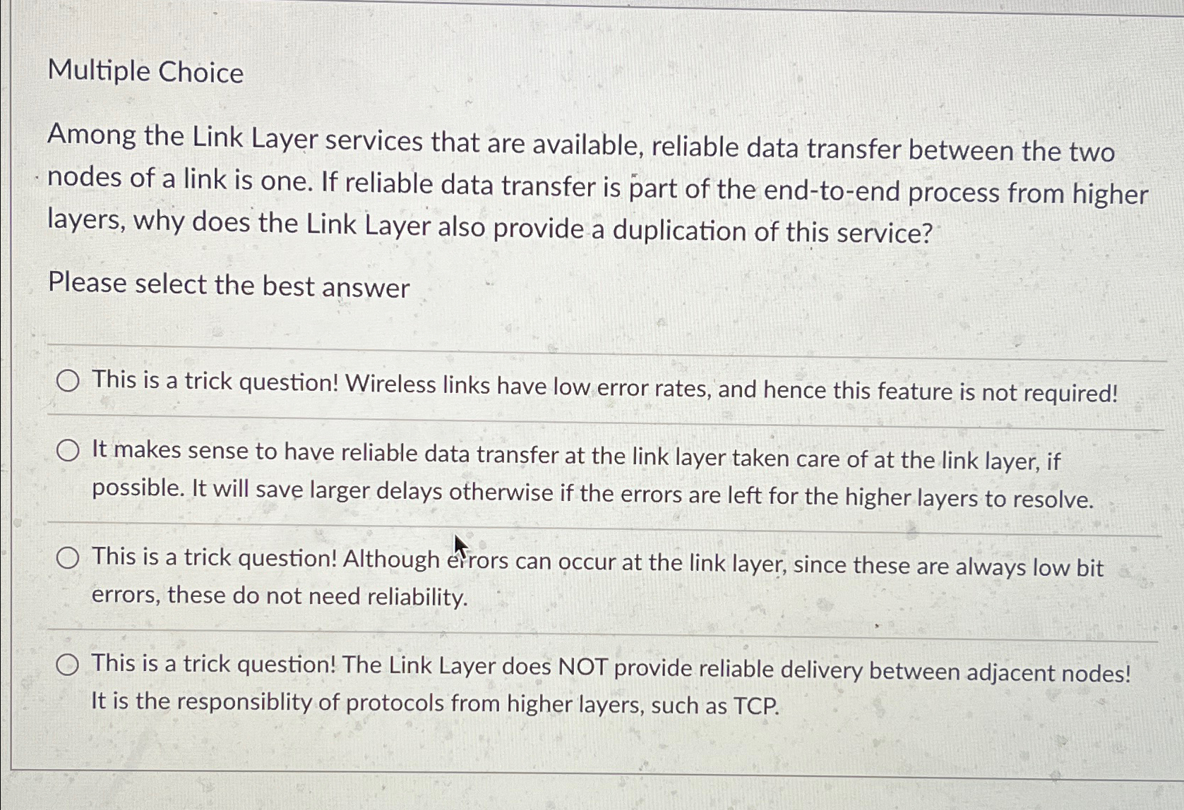Solved Multiple ChoiceAmong the Link Layer services that are | Chegg.com