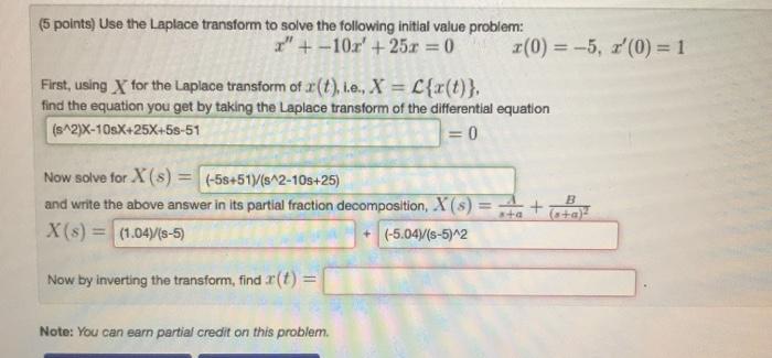 Solved (5 Points) Use The Laplace Transform To Solve The | Chegg.com