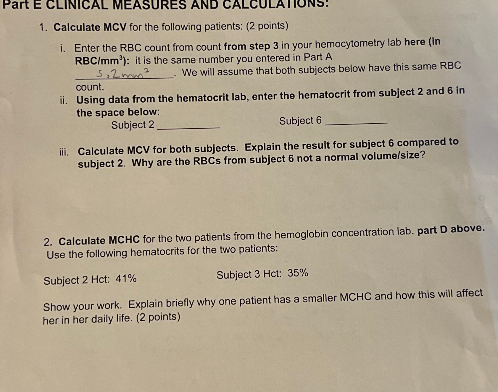 Solved Calculate MCV for the following patients: (2 | Chegg.com
