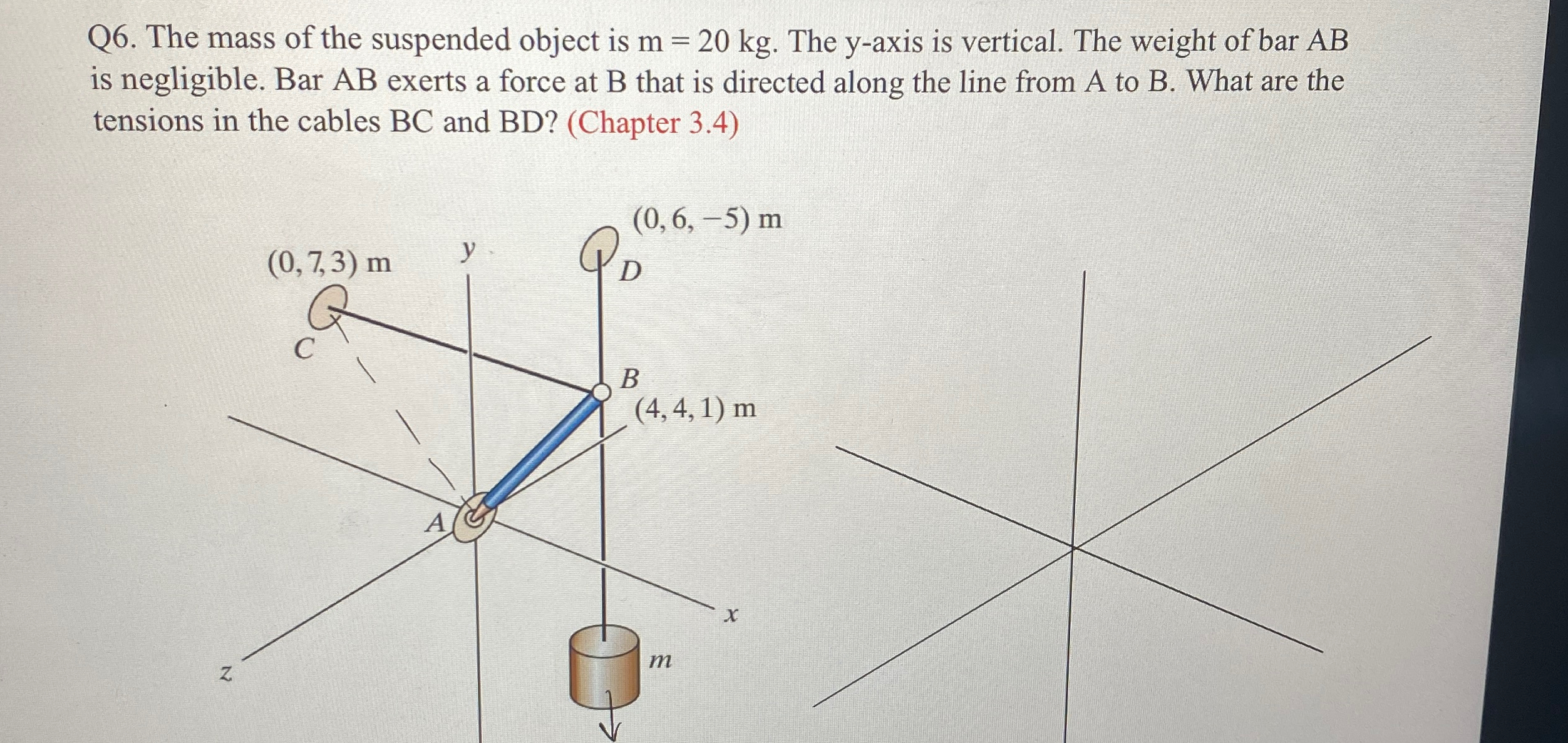 Solved Q6. ﻿The mass of the suspended object is m=20kg. ﻿The | Chegg.com