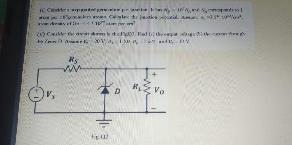 Solved (O) Consider a step graded germanium p-n junction. It | Chegg.com