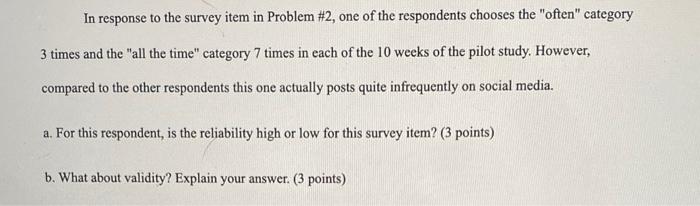 In response to the survey item in Problem \#2, one of | Chegg.com