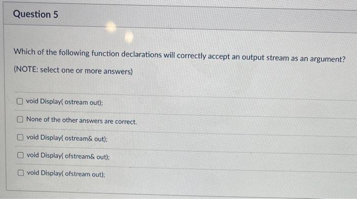 Solved Question 5 Which of the following function | Chegg.com
