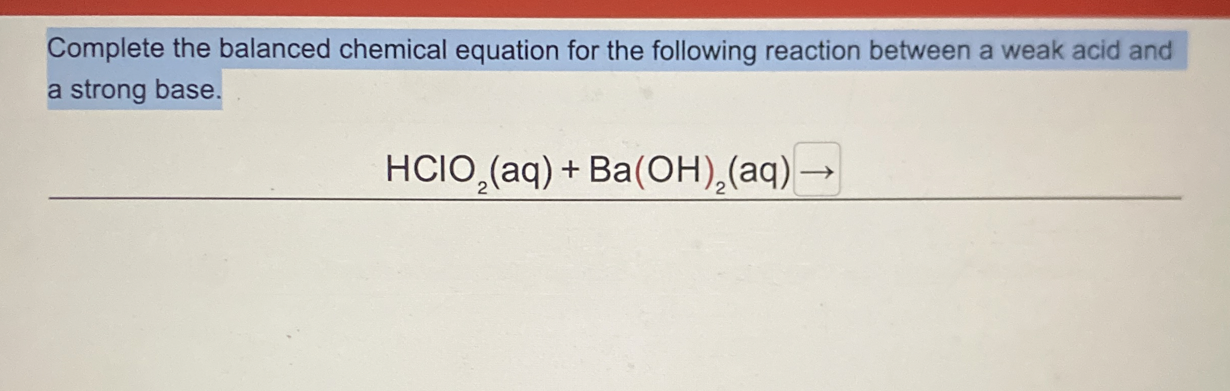 Solved Complete the balanced chemical equation for the | Chegg.com