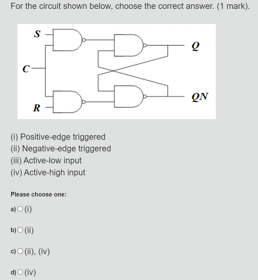 Solved For the circuit shown below, choose the correct | Chegg.com