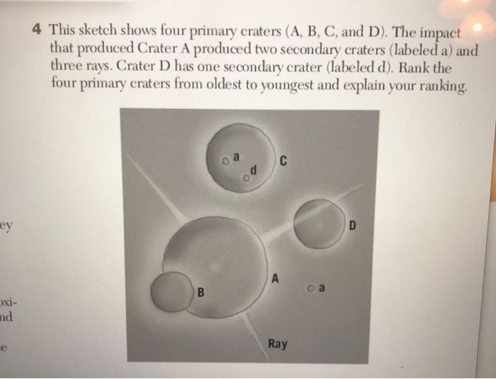 Solved 4 This Sketch Shows Four Primary Craters (A, B, C, | Chegg.com