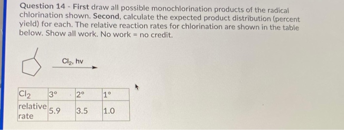 Solved Question 14 First Draw All Possible Monochlorina Chegg Com