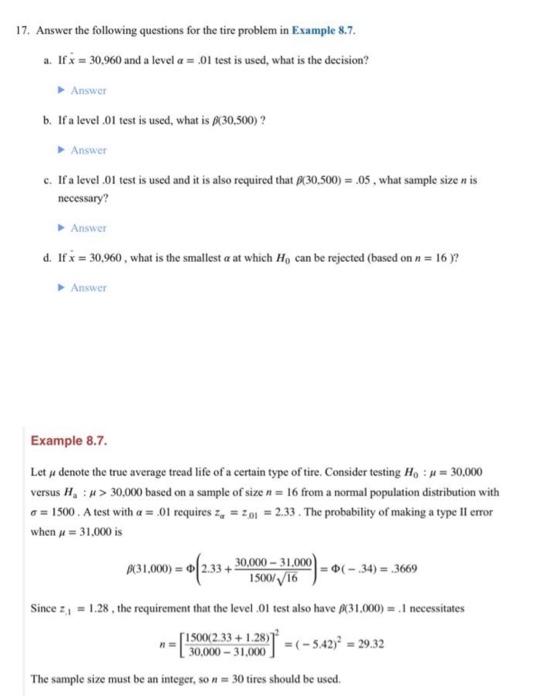 Solved 17. Answer the following questions for the tire | Chegg.com