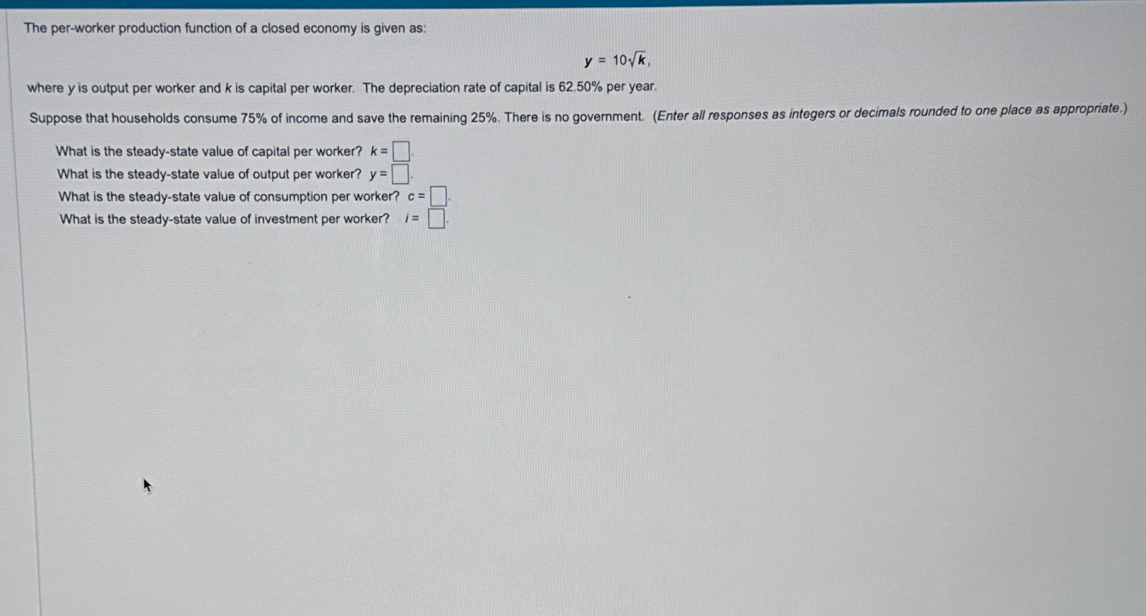 Solved The per-worker production function of a closed | Chegg.com