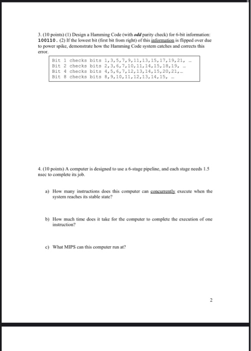 Solved 3. (10 points) (1) Design a Hamming Code (with odd | Chegg.com