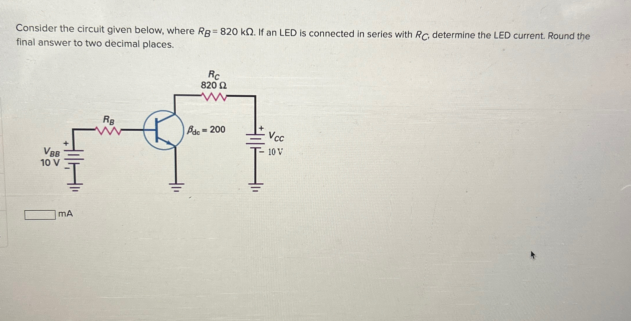 Solved Consider the circuit given below, where RB=820kΩ. ﻿If | Chegg.com