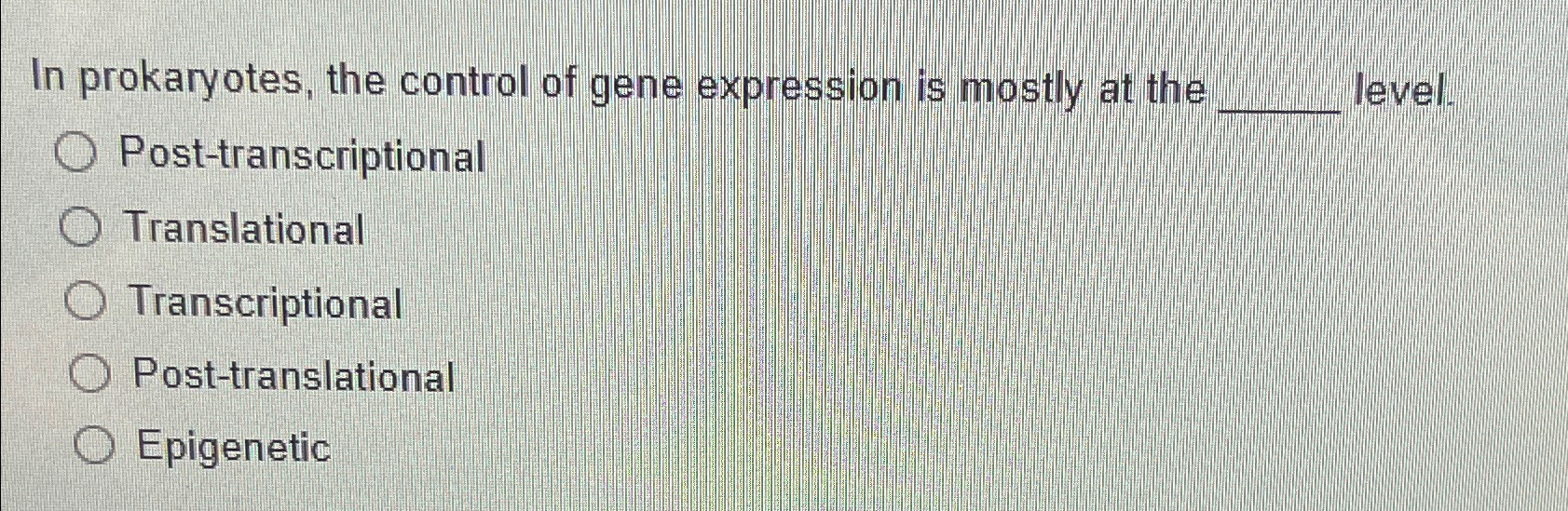 Solved In prokaryotes, the control of gene expression is | Chegg.com
