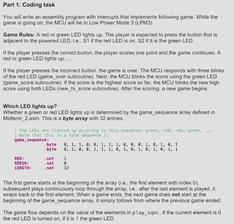 Solved Part 1: Coding task You will write an assembly | Chegg.com