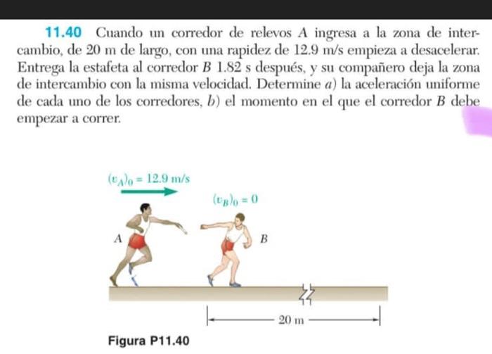 Resuelto 11.40 Cuando Un Corredor De Relevos A Ingresa A La | Chegg.com