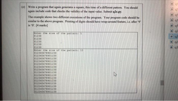 Solved (e) Write a program that again generates a square, | Chegg.com