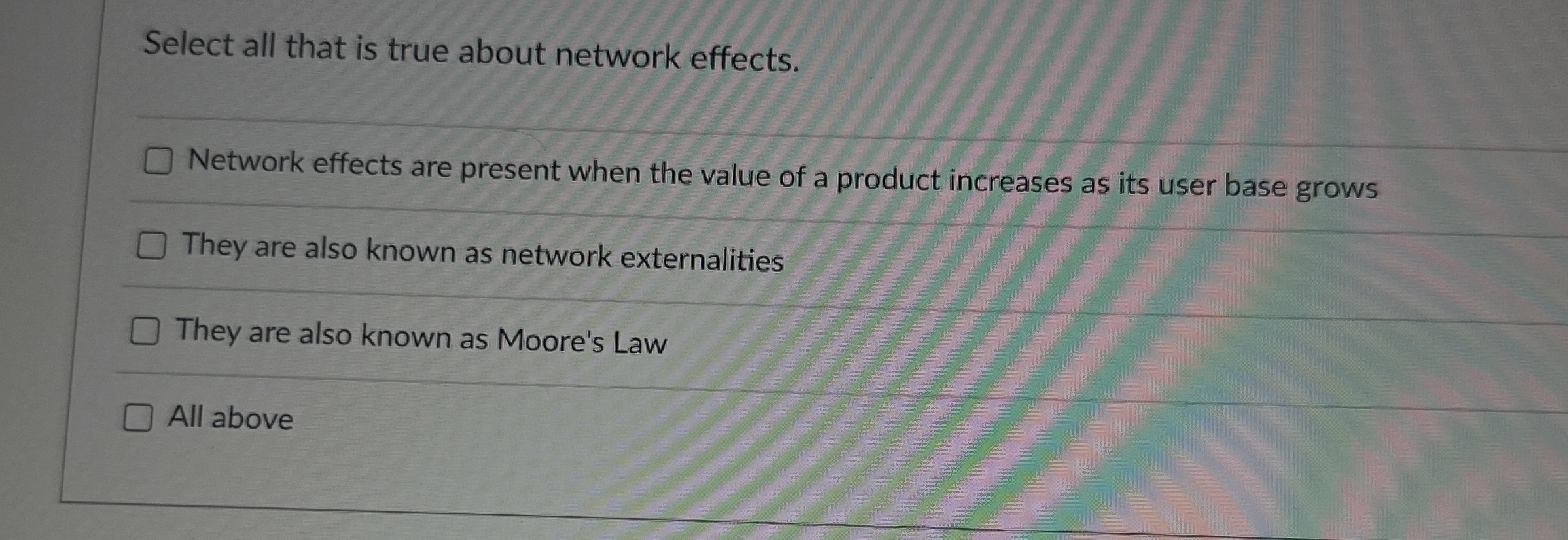 Solved Select all that is true about network effects.Network | Chegg.com