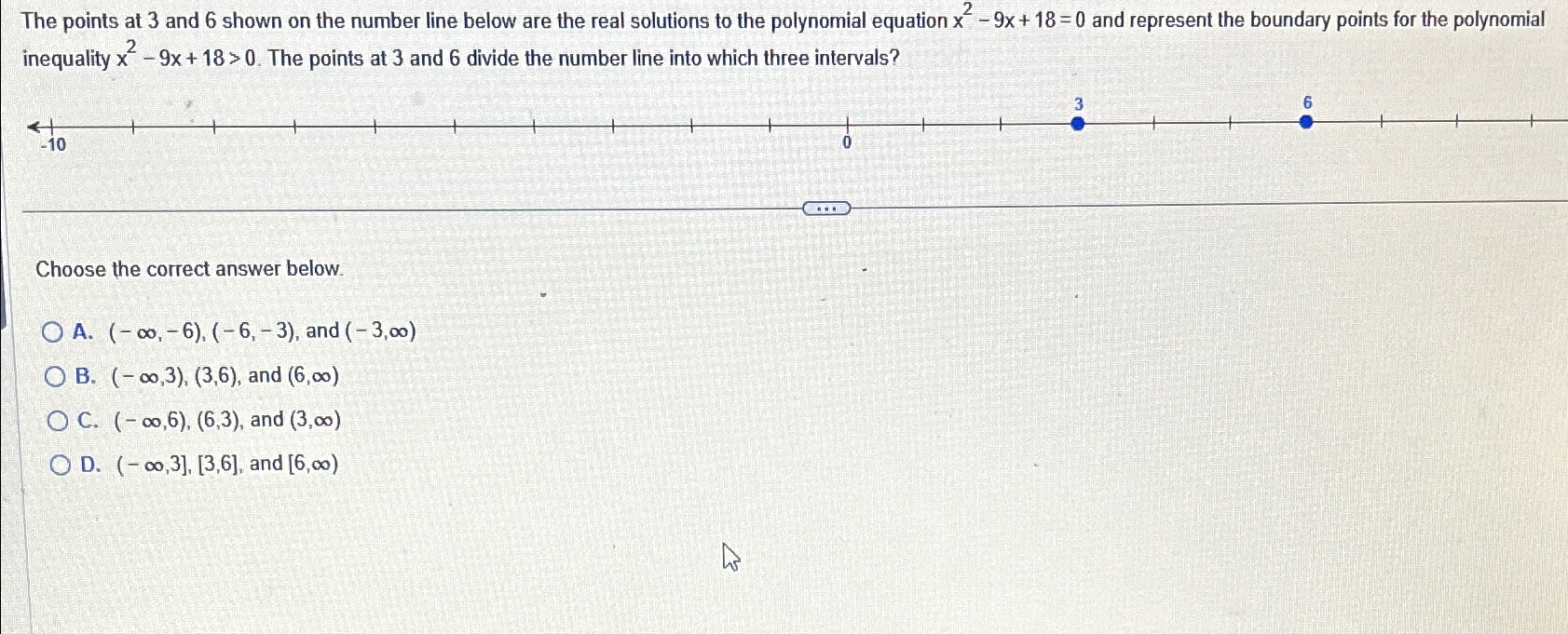 Solved The points at 3 ﻿and 6 ﻿shown on the number line | Chegg.com