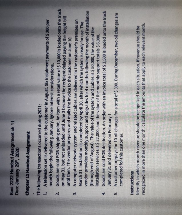 Solved Busi 2222 Handout Assignment ch 11 Due: January 29th, | Chegg.com