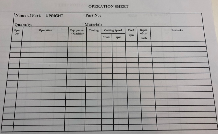 Solved 5. Prepare an Operation Sheet for the Part Shown | Chegg.com