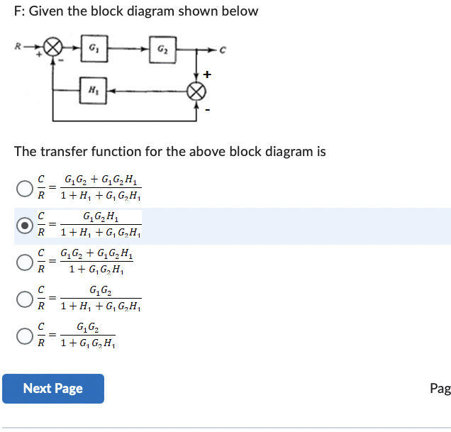 Solved F: Given the block diagram shown belowThe transfer | Chegg.com