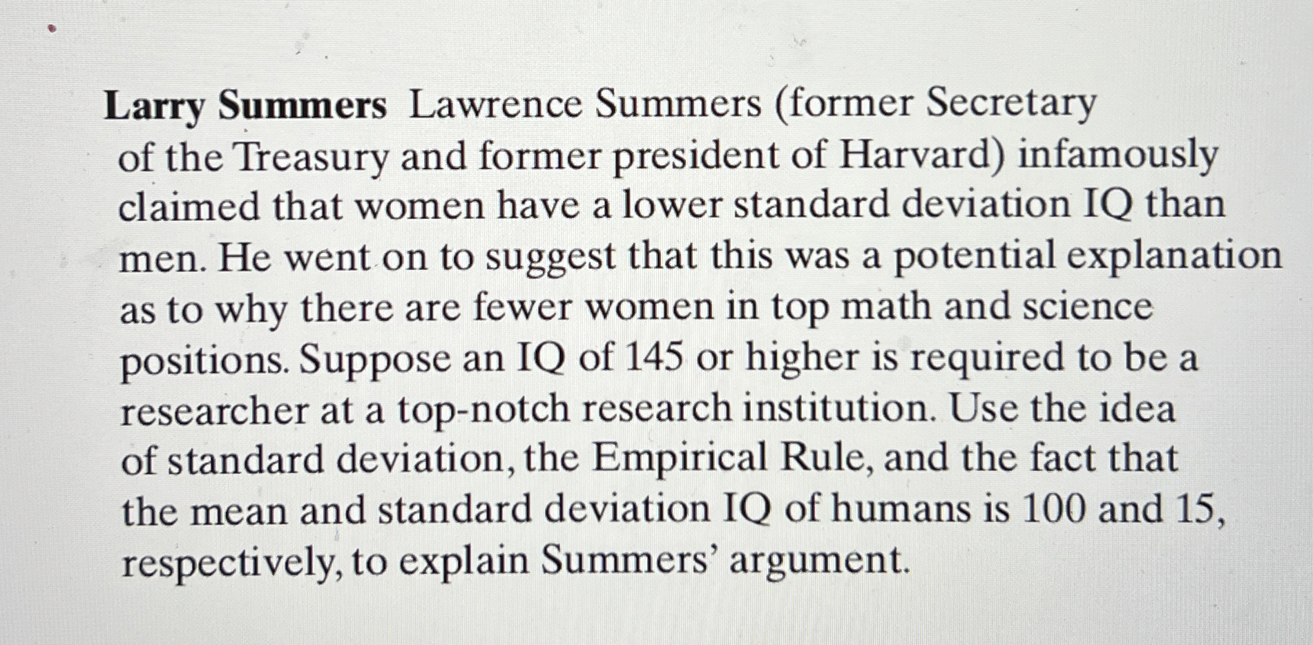 [Solved] Larry Summers Lawrence Summers (former Secretary o